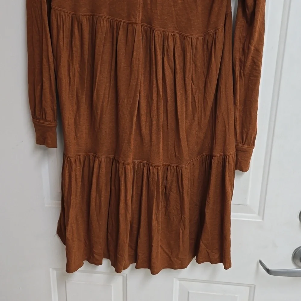 Free People Best Girl Tiered Swing Knit Tunic Dress In Cognac Brown